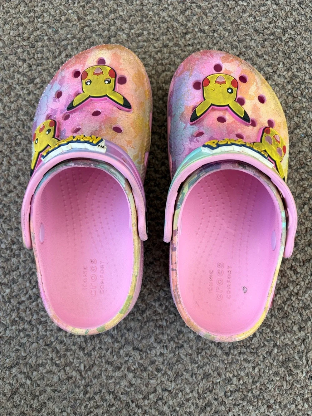 CROCS Kids Pink Yellow Pokémon Pikachu Clogs - Picture 7 of 12